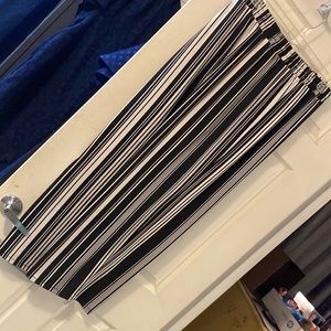 Black & white striped wide leg pants